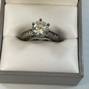 Rhinestone 925 Ring Sz 7 1/2